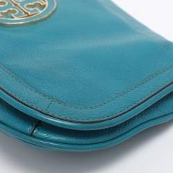 Pre Owned Tory Burch Teal Green Leather Amanda Crossbody Bag