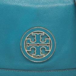 Pre Owned Tory Burch Teal Green Leather Amanda Crossbody Bag