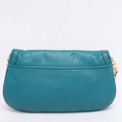 Pre Owned Tory Burch Teal Green Leather Amanda Crossbody Bag