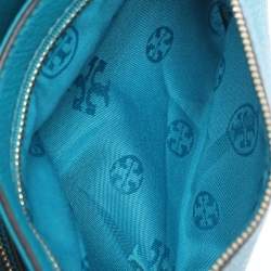 Pre Owned Tory Burch Teal Green Leather Amanda Crossbody Bag