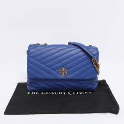Pre Owned Tory Burch Blue Leather Kira Shoulder Bag