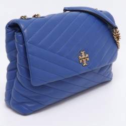 Pre Owned Tory Burch Blue Leather Kira Shoulder Bag