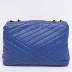 Pre Owned Tory Burch Blue Leather Kira Shoulder Bag