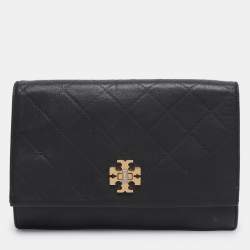 Pre Owned Tory Burch Black Leather Georgia Turn-Lock Crossbody Bag