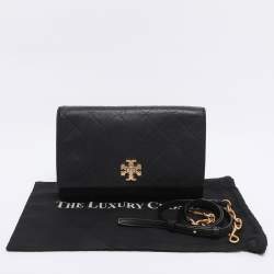 Pre Owned Tory Burch Black Leather Georgia Turn-Lock Crossbody Bag