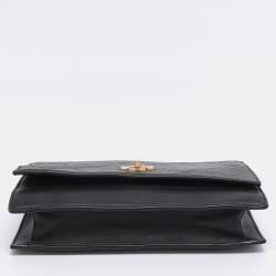 Pre Owned Tory Burch Black Leather Georgia Turn-Lock Crossbody Bag