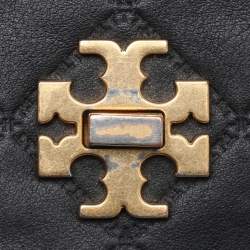 Pre Owned Tory Burch Black Leather Georgia Turn-Lock Crossbody Bag