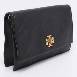 Pre Owned Tory Burch Black Leather Georgia Turn-Lock Crossbody Bag