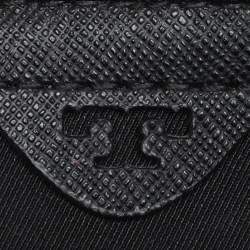 Pre Owned Tory Burch Black Croc Embossed Leather Emerson Crossbody Bag