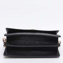 Pre Owned Tory Burch Black Croc Embossed Leather Emerson Crossbody Bag