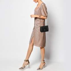 Pre Owned Tory Burch Black Croc Embossed Leather Emerson Crossbody Bag