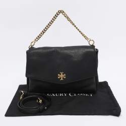 Pre Owned Tory Burch Black Leather and Suede Kira Shoulder Bag 