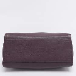 Pre Owned Tory Burch Purple Leather Small Britten Chain Tote