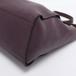 Pre Owned Tory Burch Purple Leather Small Britten Chain Tote