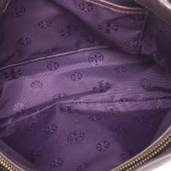 Pre Owned Tory Burch Purple Leather Small Britten Chain Tote