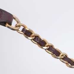 Pre Owned Tory Burch Purple Leather Small Britten Chain Tote