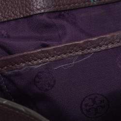Pre Owned Tory Burch Purple Leather Small Britten Chain Tote