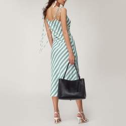 Pre Owned Tory Burch Black Leather Taylor Triple-Compartment Tote