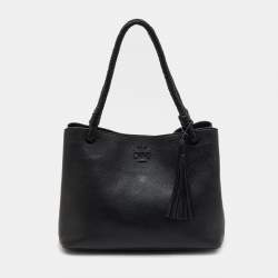Pre Owned Tory Burch Black Leather Taylor Triple-Compartment Tote