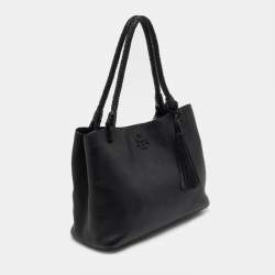 Pre Owned Tory Burch Black Leather Taylor Triple-Compartment Tote