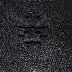 Pre Owned Tory Burch Black Leather Taylor Triple-Compartment Tote