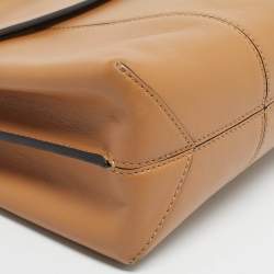 Pre Owned Tory Burch Beige Leather Block T Top Handle Bag