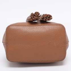 Pre Owned Tory Burch Brown Leather Drawstring Tassel Bucket bag