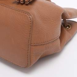 Pre Owned Tory Burch Brown Leather Drawstring Tassel Bucket bag