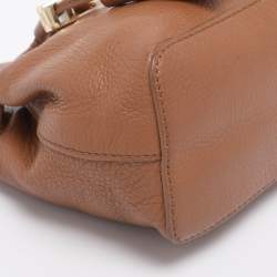 Pre Owned Tory Burch Brown Leather Drawstring Tassel Bucket bag