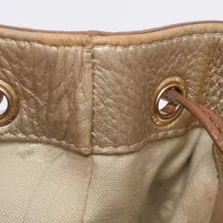 Pre Owned Tory Burch Brown Leather Drawstring Tassel Bucket bag