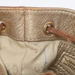 Pre Owned Tory Burch Brown Leather Drawstring Tassel Bucket bag