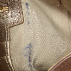 Pre Owned Tory Burch Brown Leather Drawstring Tassel Bucket bag