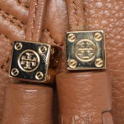 Pre Owned Tory Burch Brown Leather Drawstring Tassel Bucket bag