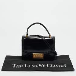 Pre Owned Tory Burch Black Patent Leather Mini Juliette Top Handle Bag