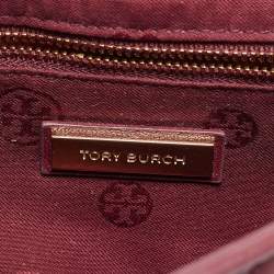 Pre Owned Tory Burch Burgundy Leather Alexa Chain Flap Clutch