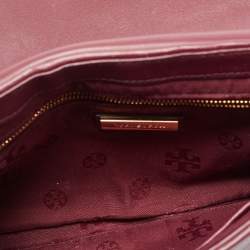 Pre Owned Tory Burch Burgundy Leather Alexa Chain Flap Clutch