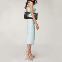 Pre Owned Tory Burch Black Glossy Leather Reva Chain Clutch