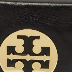 Pre Owned Tory Burch Black Glossy Leather Reva Chain Clutch