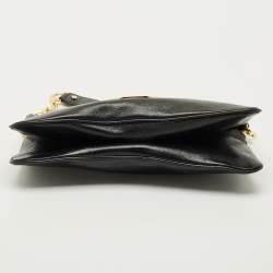 Pre Owned Tory Burch Black Glossy Leather Reva Chain Clutch