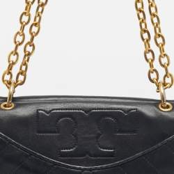 Pre Owned Tory Burch Black Quilted Leather Alexa Shoulder Bag