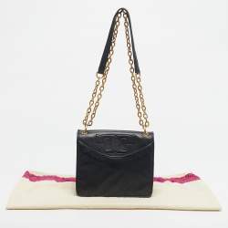 Pre Owned Tory Burch Black Quilted Leather Alexa Shoulder Bag