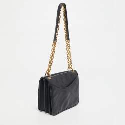 Pre Owned Tory Burch Black Quilted Leather Alexa Shoulder Bag