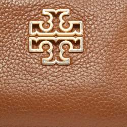 Pre Owned Tory Burch Brown Leather Britten Zip Card Holder