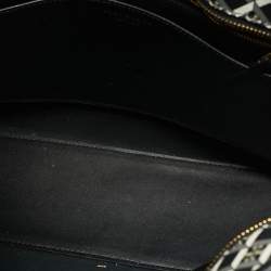Pre Owned Tory Burch Black Coated Canvas Geo Logo Allover Zip Tote