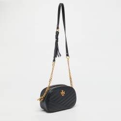Pre Owned Tory Burch Black Quilted Leather Kira Camera Shoulder Bag