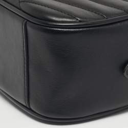 Pre Owned Tory Burch Black Quilted Leather Kira Camera Shoulder Bag