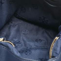 Pre Owned Tory Burch Navy Blue Quilted Leather Fleming Shoulder Bag