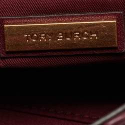 Pre Owned Tory Burch Burgundy Quilted Leather Fleming Shoulder Bag