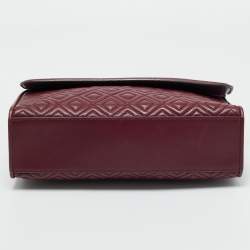 Pre Owned Tory Burch Burgundy Quilted Leather Fleming Shoulder Bag