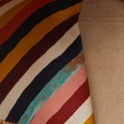 Pre Owned  Tory Burch Multicolor Diamond Stripe Coated Canvas and Leather Kerrington Tote